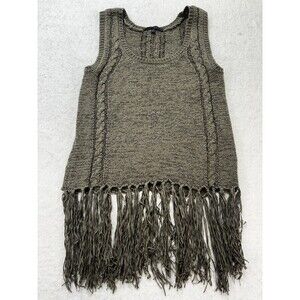 Harvé Benard Knit Fringe Sleeves Sweater Olive Army Green Medium